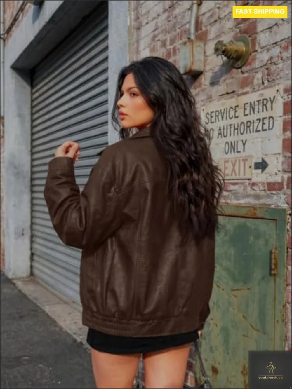 Oversized Faux Leather Jacket Boyfriend Biker Moto Coat Fall Bomber Outerwear